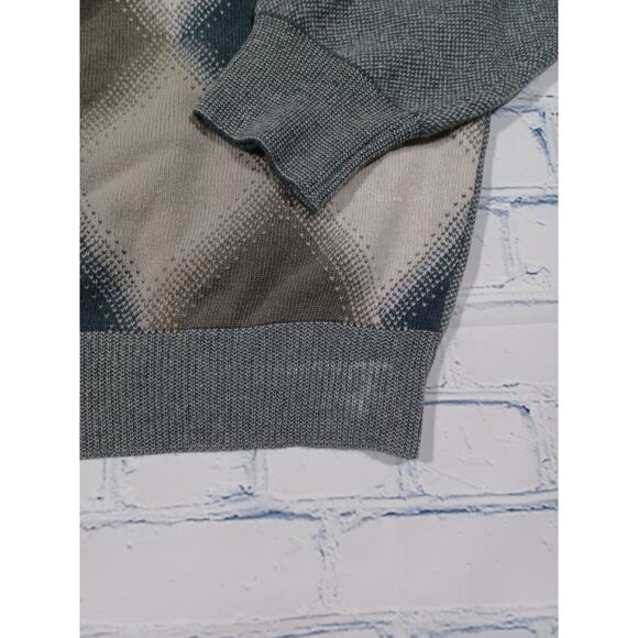 Dalmine Sweater Mens Sz L 56 Gray Diamond Pattern Made In Italy Wool Vtg - Picture 2 of 3